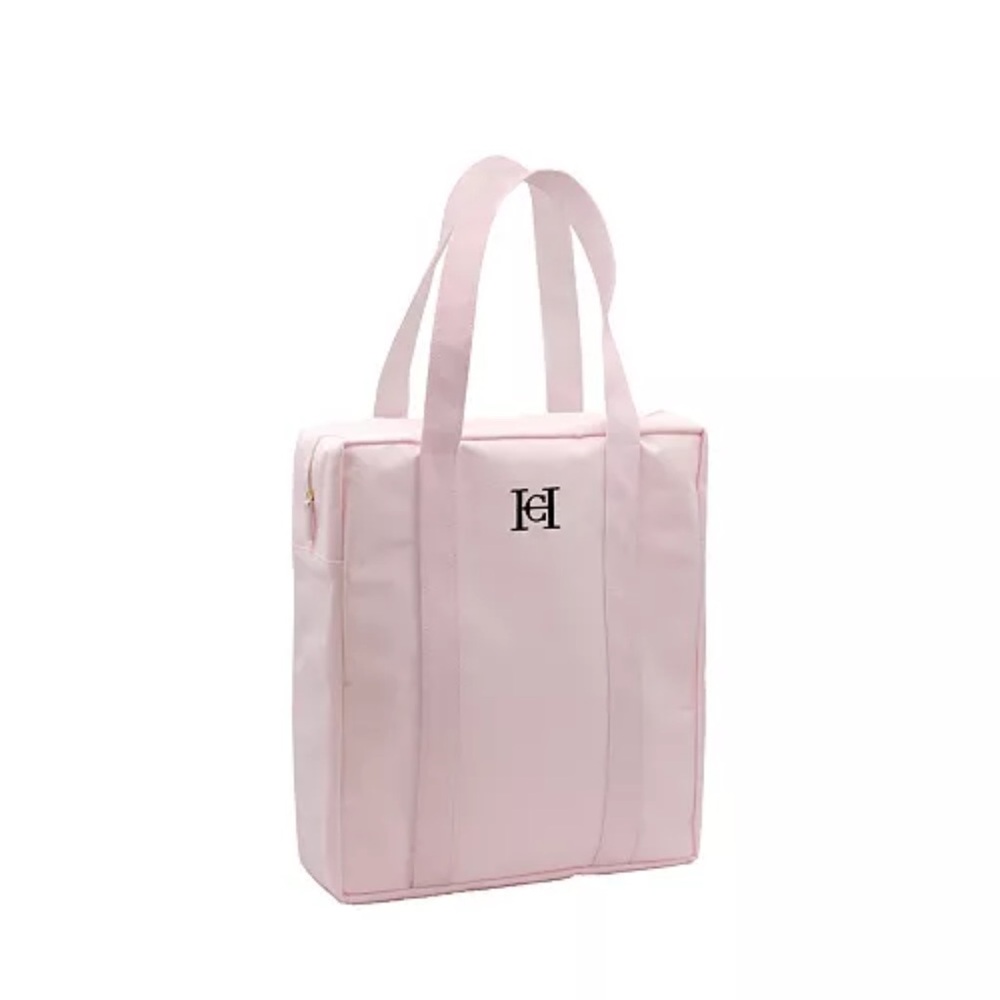Carolina Herrera Elegant Pink Tote and Travel Bag Embroidered CH